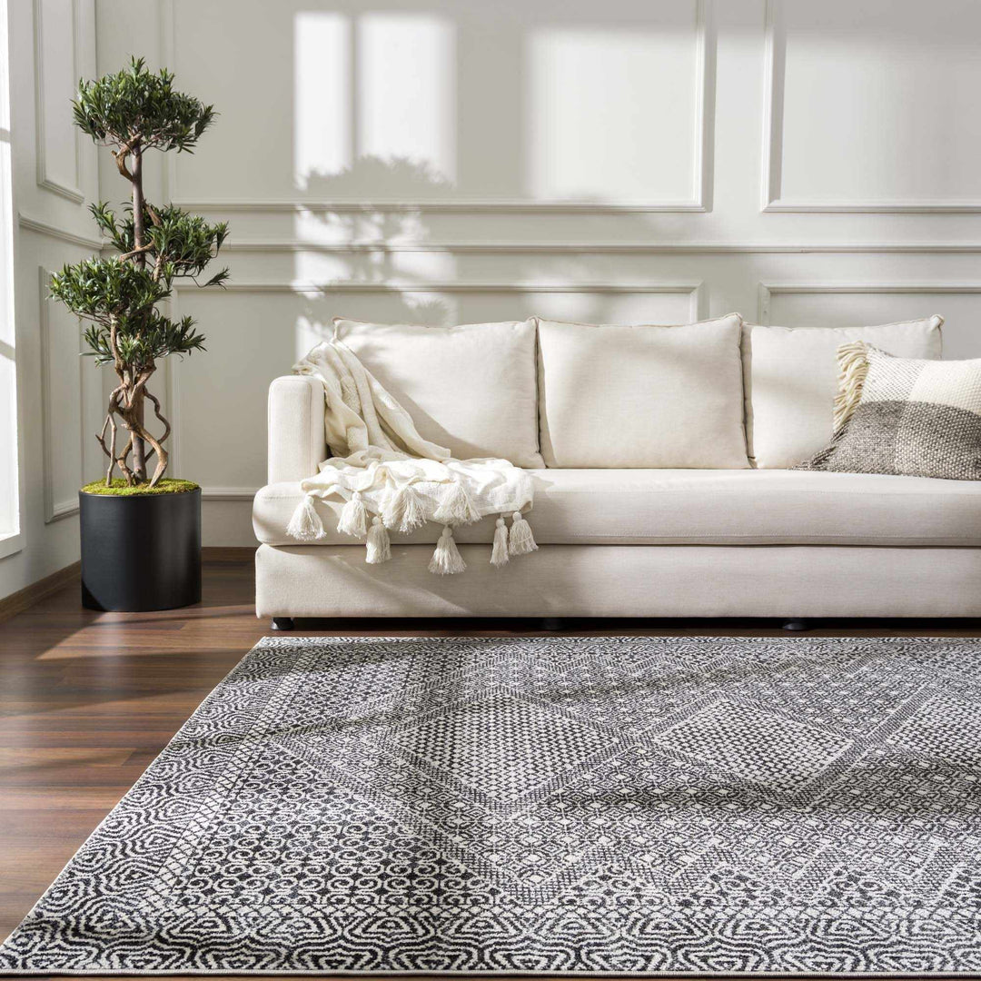Coledale Modern Geometric Design Black & White Washable Rug - The Rug Decor