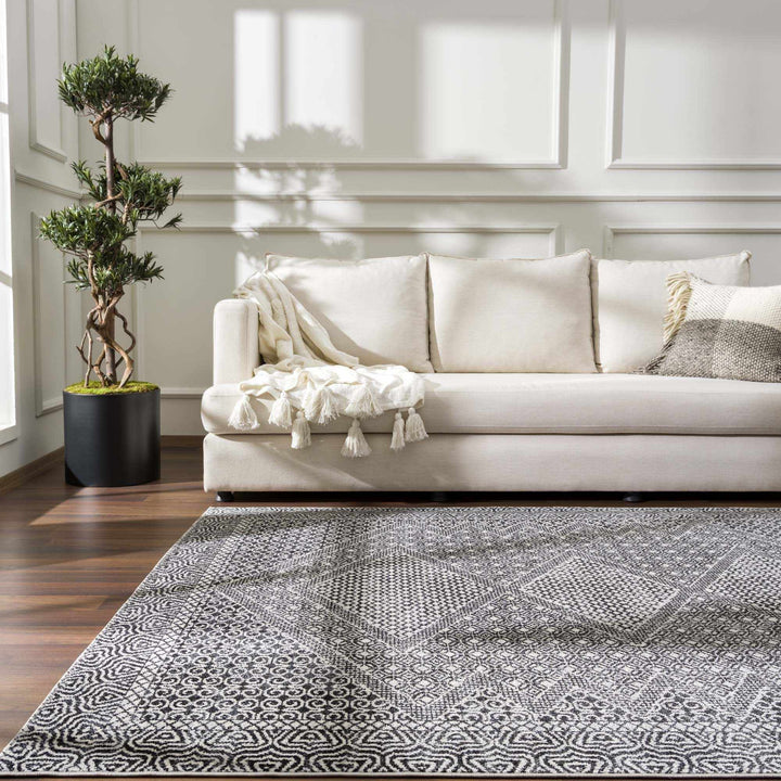 Coledale Modern Geometric Design Black & White Washable Rug - The Rug Decor