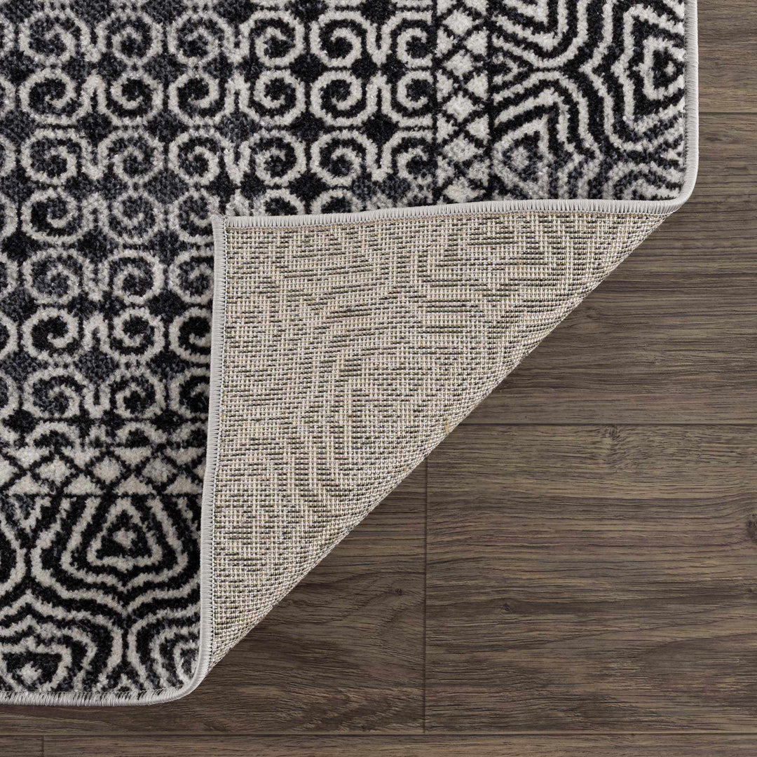 Coledale Modern Geometric Design Black & White Washable Rug - The Rug Decor