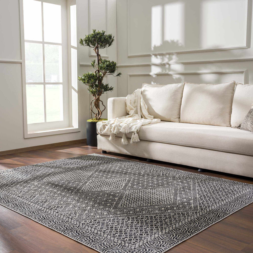 Coledale Modern Geometric Design Black & White Washable Rug - The Rug Decor