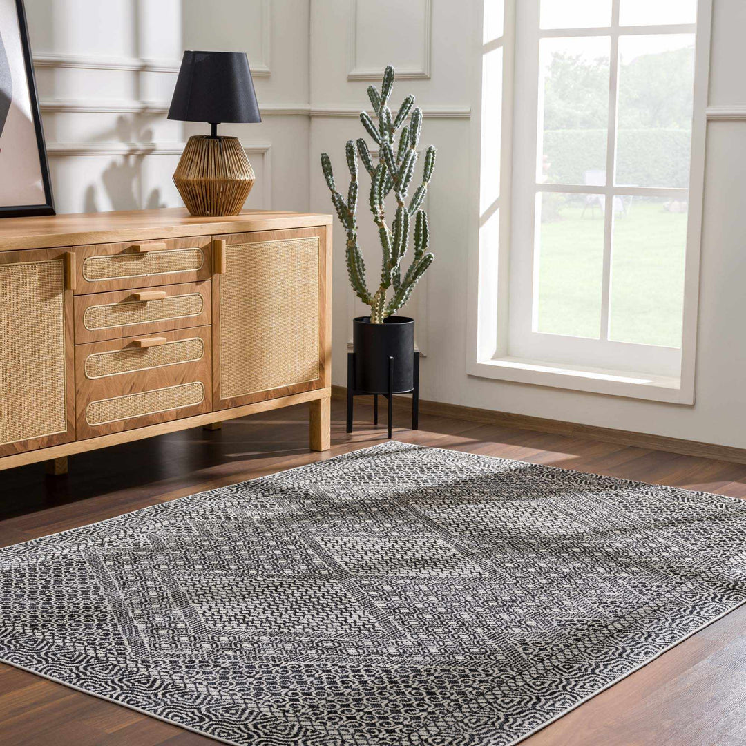 Coledale Modern Geometric Design Black & White Washable Rug - The Rug Decor