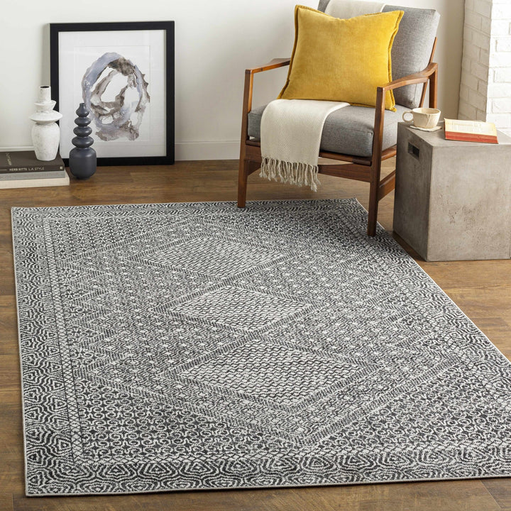 Coledale Modern Geometric Design Black & White Washable Rug - The Rug Decor