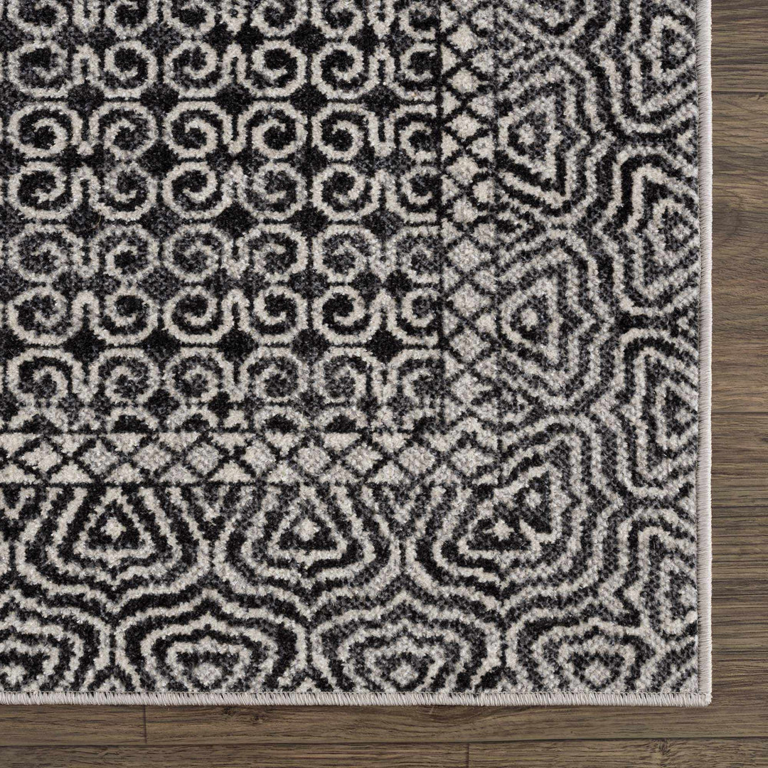 Coledale Modern Geometric Design Black & White Washable Rug - The Rug Decor