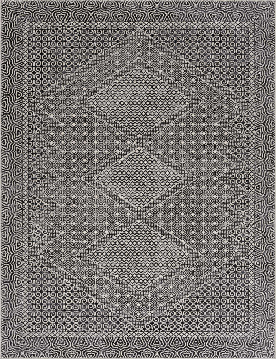 Coledale Modern Geometric Design Black & White Washable Rug - The Rug Decor