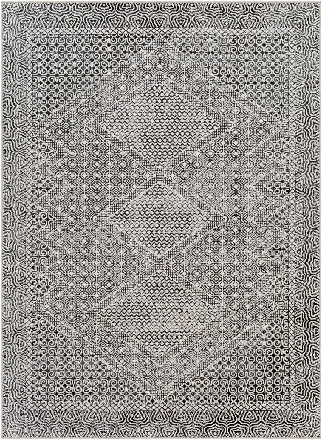 Coledale Modern Geometric Design Black & White Washable Rug - The Rug Decor