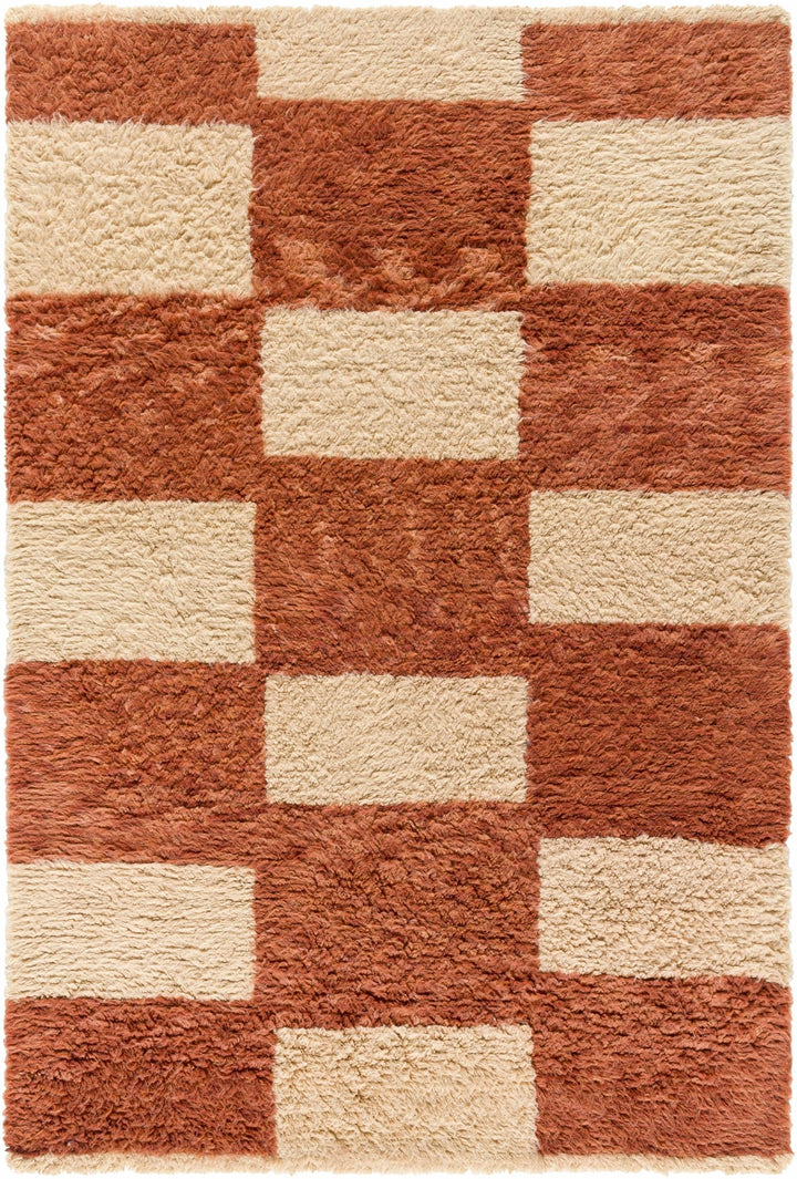 Coleka Modern Geometrical Rust And Beige Rug - The Rug Decor