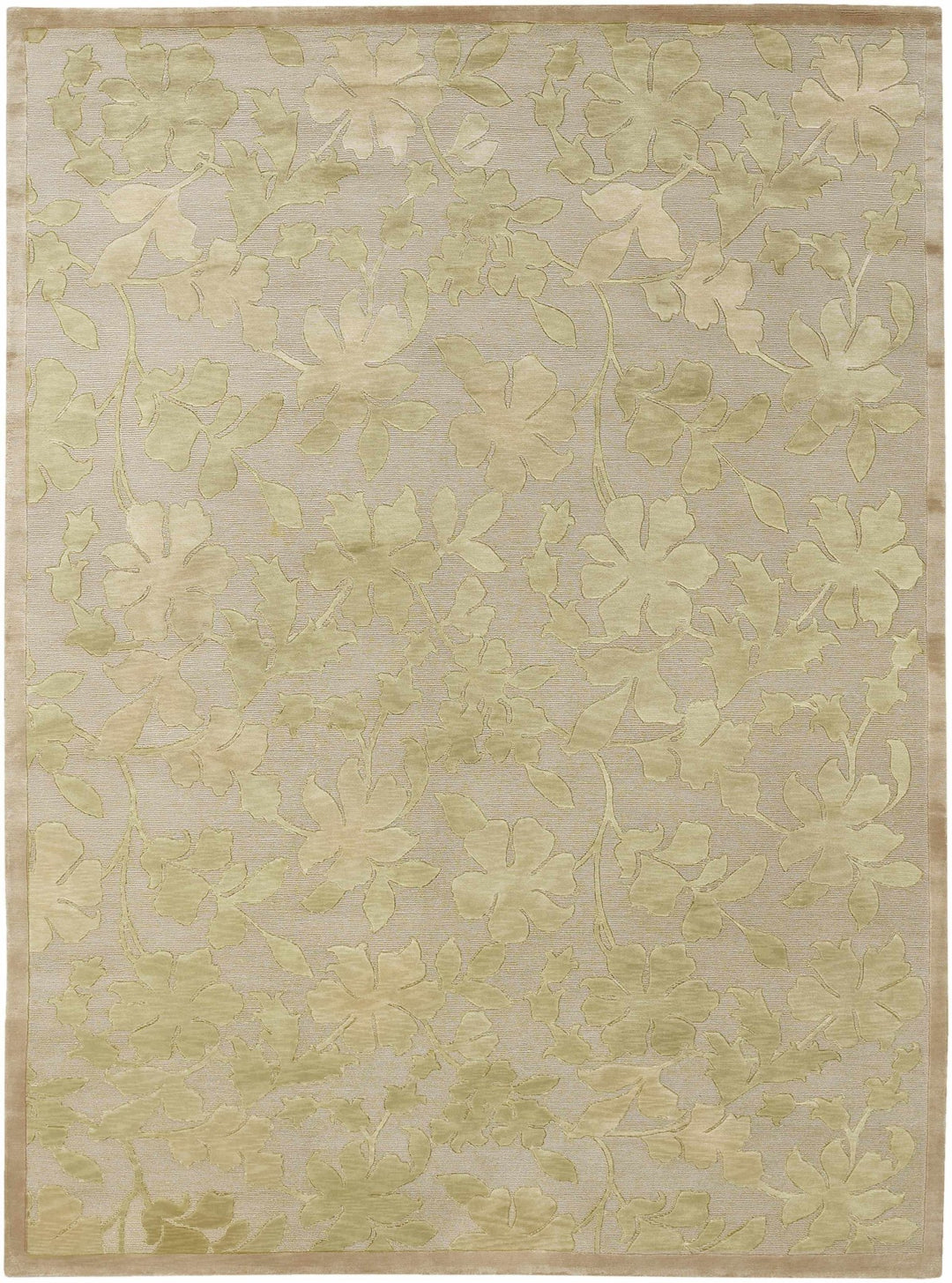 Coleman Modern Floral Design Green Hand Knotted Wool Area Rug - The Rug Decor