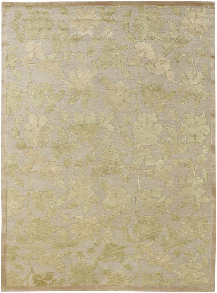 Coleman Modern Floral Design Green Hand Knotted Wool Area Rug - The Rug Decor