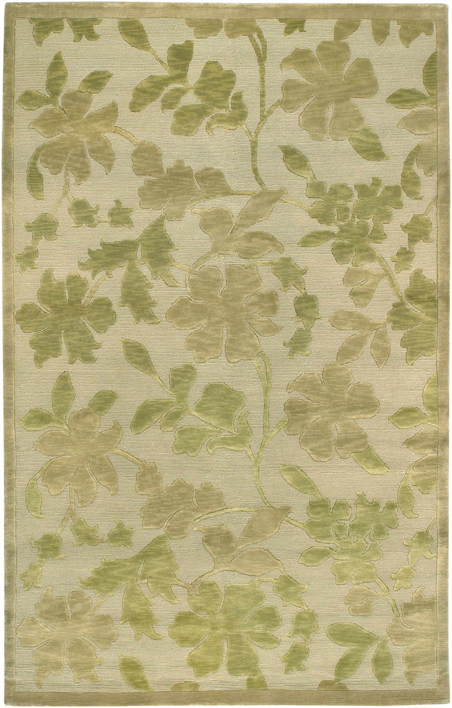 Coleman Modern Floral Design Green Hand Knotted Wool Area Rug - The Rug Decor