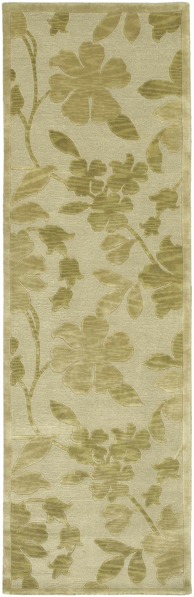 Coleman Modern Floral Design Green Hand Knotted Wool Area Rug - The Rug Decor
