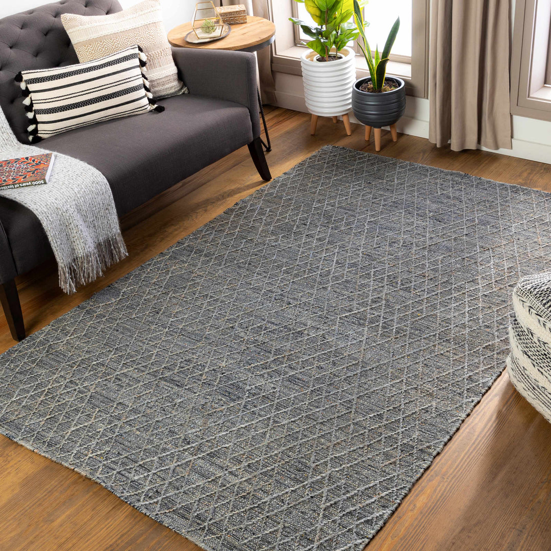 Colinton Modern Geometrical Design Charcoal Hand Woven Area Rug