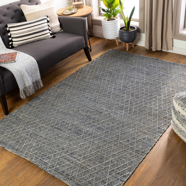 Colinton Modern Geometrical Design Charcoal Hand Woven Area Rug