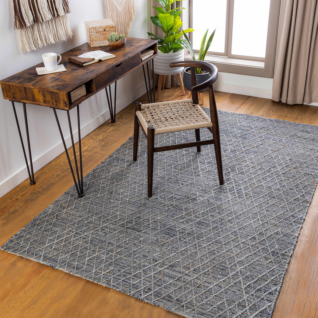 Colinton Modern Geometrical Design Charcoal Hand Woven Area Rug