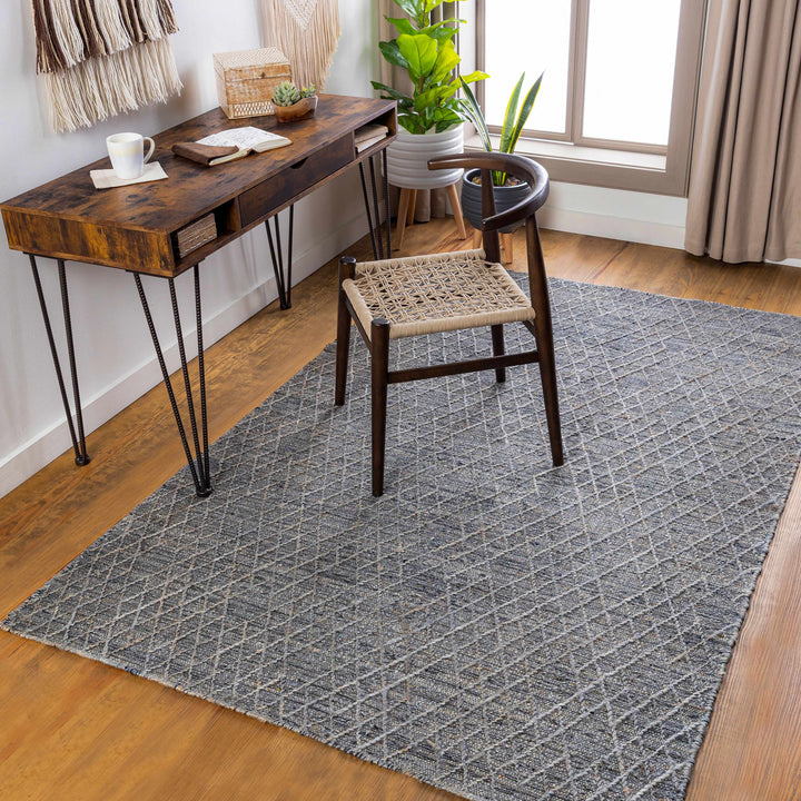 Colinton Modern Geometrical Design Charcoal Hand Woven Area Rug