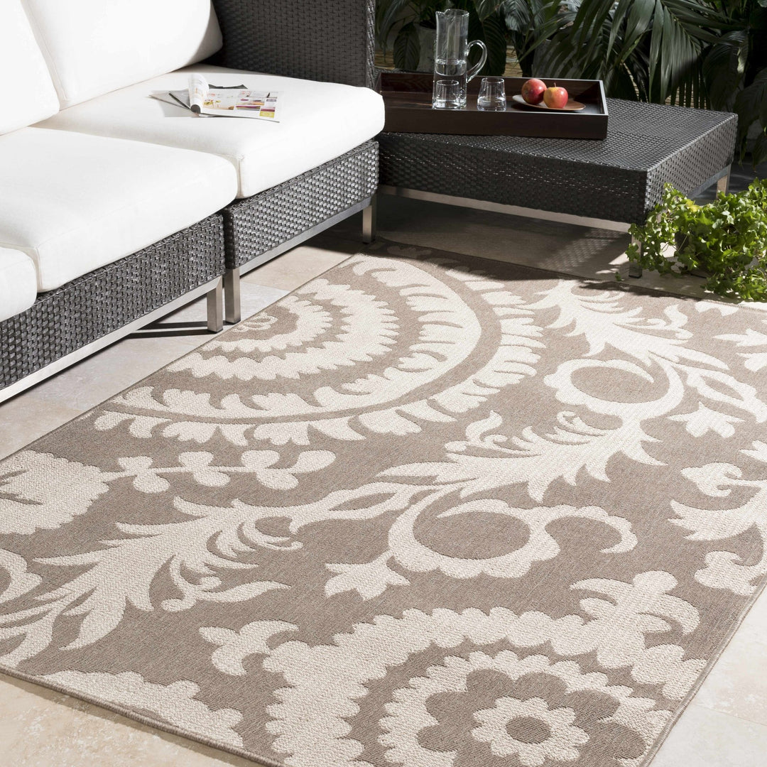 Collegeport Modern Botanical Pattern Beige Rug - The Rug Decor
