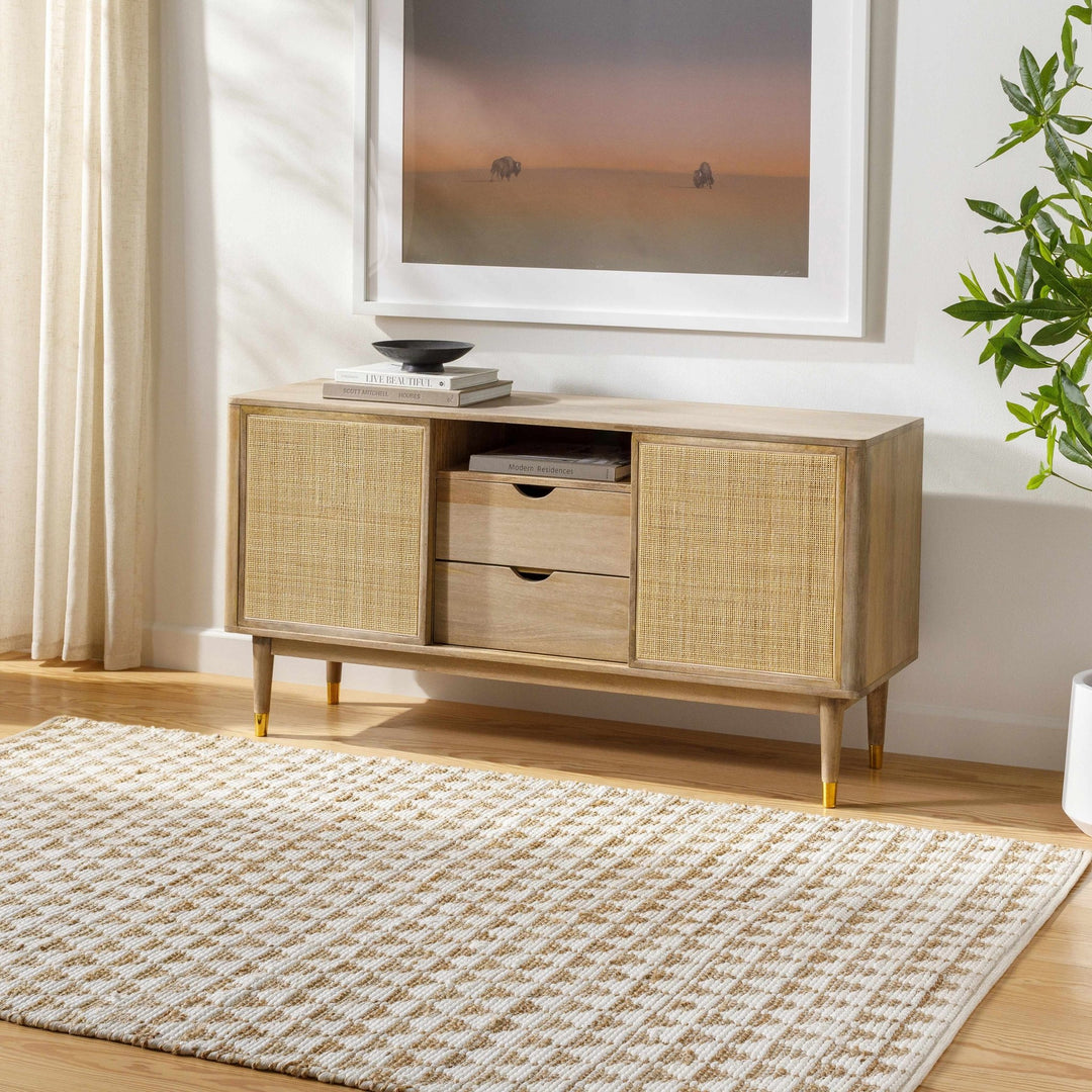 Colm Recycled Contemporary Style Ivory And Beige Hand Woven Jean Rug - The Rug Decor