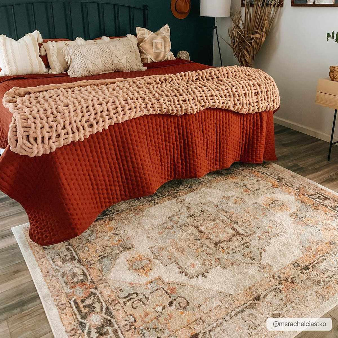 Colorful Blue, Ivory, Beige and Charcoal Traditional Heriz Multi Size rug - The Rug Decor