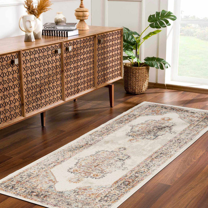 Colorful Blue, Ivory, Beige and Charcoal Traditional Heriz Multi Size rug - The Rug Decor