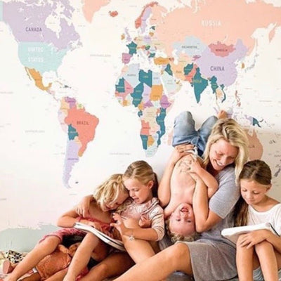 Colorful Fun Play World Map self - adhesive Wallpaper for Kid's room - The Rug Decor