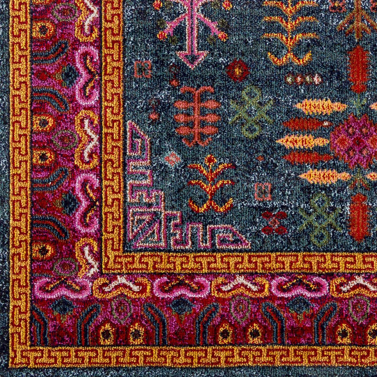 Colorful Green, Blue and Pink Traditional Medallion area rug - The Rug Decor