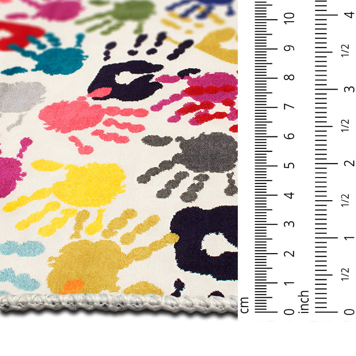 Colorful Handprints pattern Machine Washable Cotton Rug - The Rug Decor