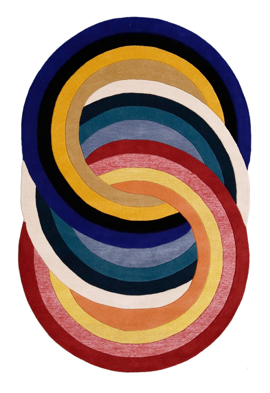Colorful Modern Rings Hand Tufted 5x7 Wool Rug - The Rug Decor
