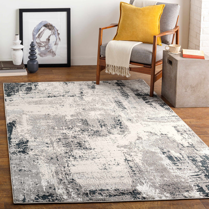 Colwood Modern Abstract Design Gray And Ivory Area Rug