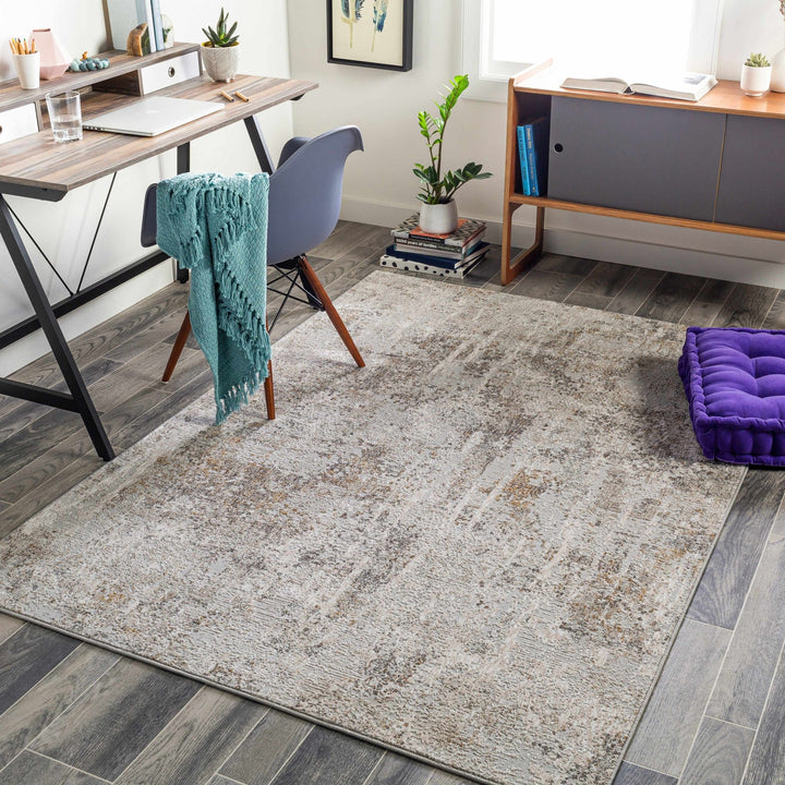 Contemporary Abstract Beige And Gray Area Rug - The Rug Decor