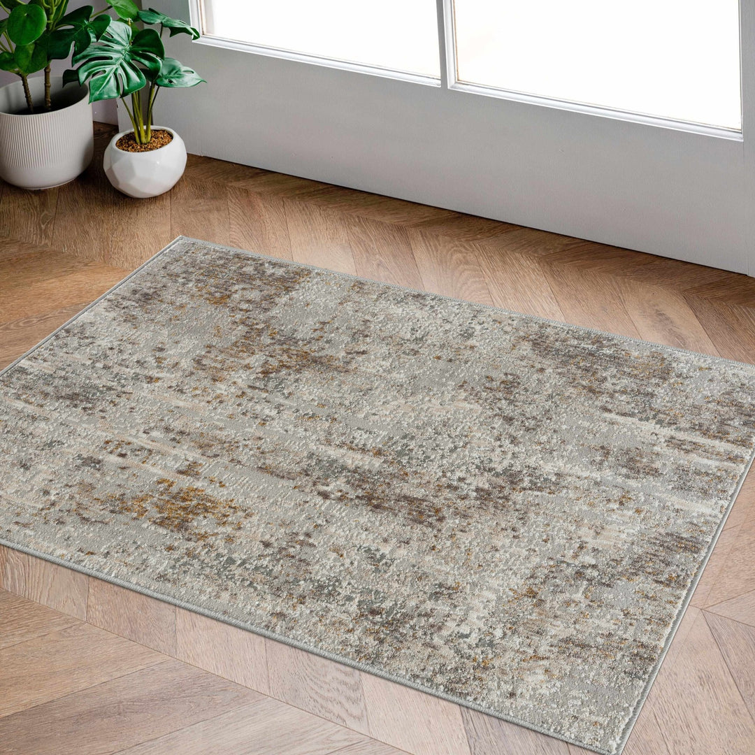 Contemporary Abstract Beige And Gray Area Rug - The Rug Decor