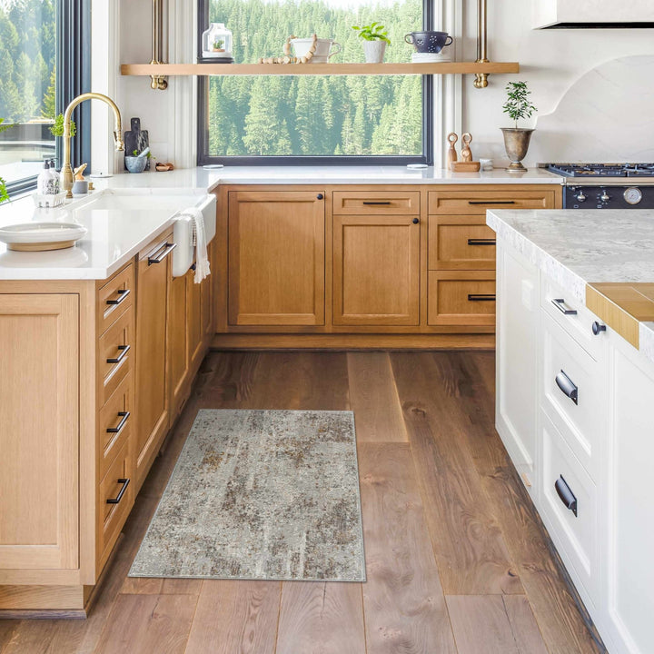 Contemporary Abstract Beige And Gray Area Rug - The Rug Decor