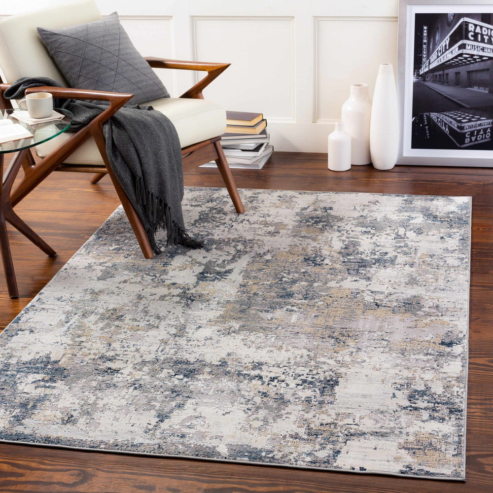 Contemporary Abstract Beige And Navy Area Rug - The Rug Decor