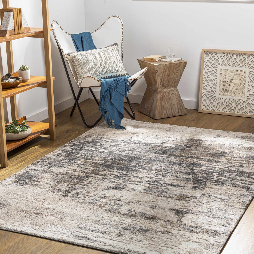 Contemporary Abstract Charcoal And Beige Area Rug - The Rug Decor