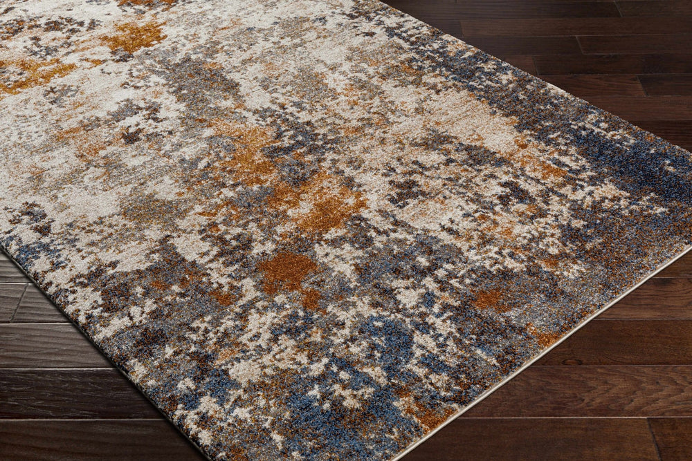 Contemporary Abstract Design Blue And Beige Machine Woven Indoor & Outdoor Rug - The Rug Decor