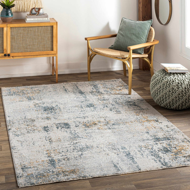 Contemporary Abstract Design Gray And Teal Rug - The Rug Decor
