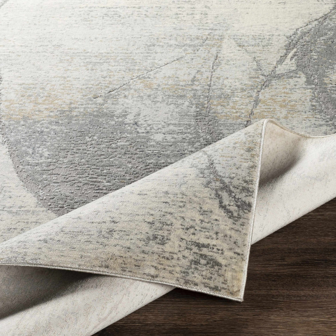 Contemporary Abstract Gray And Ivory Machine Woven Rug - The Rug Decor