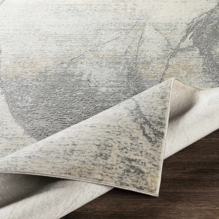 Contemporary Abstract Gray And Ivory Machine Woven Rug - The Rug Decor