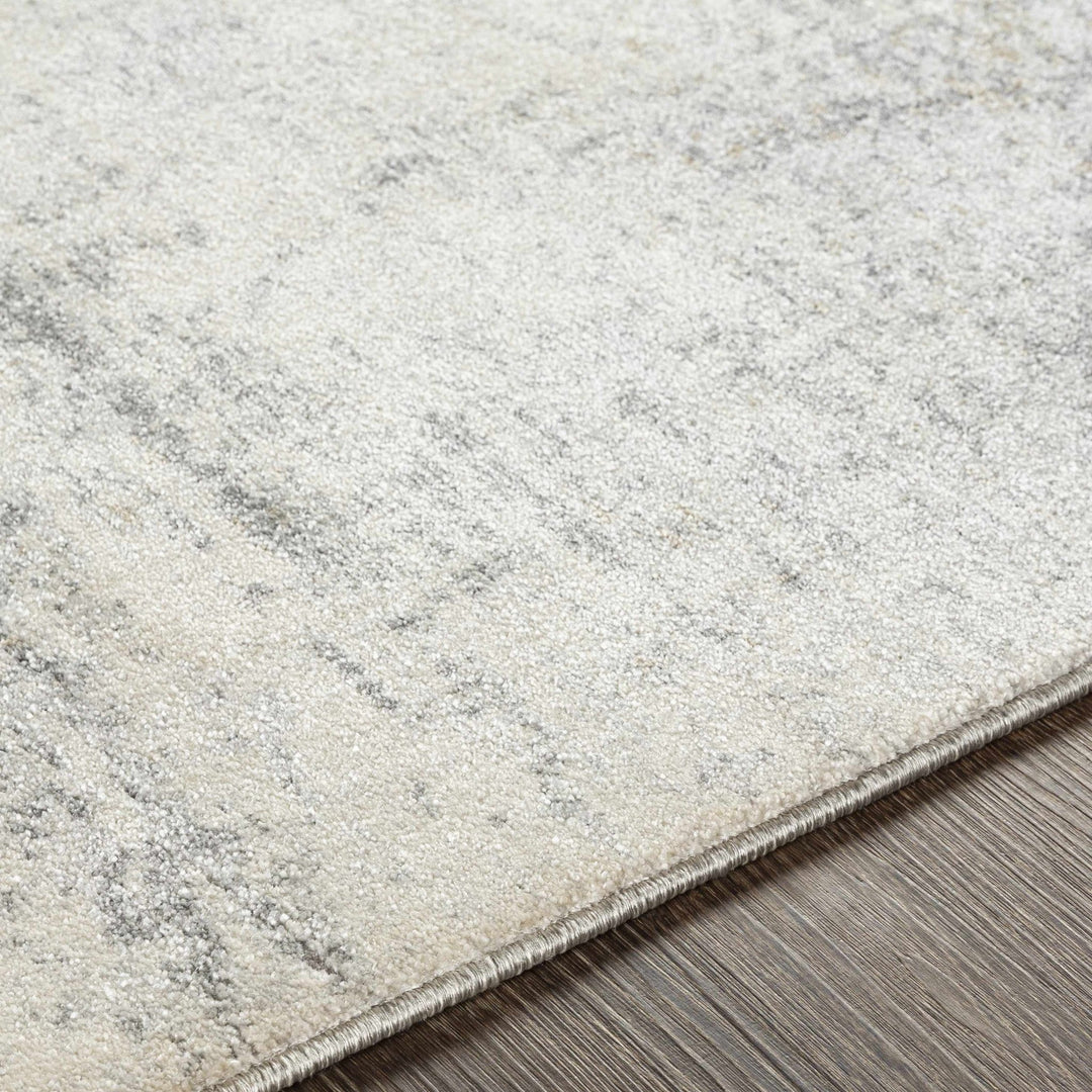 Contemporary Abstract Gray And Ivory Machine Woven Rug - The Rug Decor