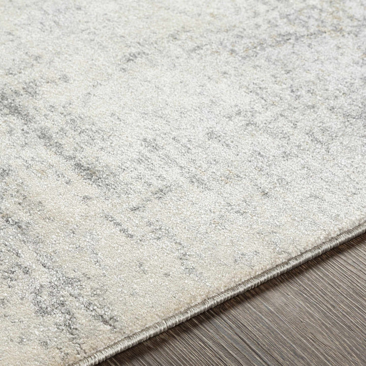 Contemporary Abstract Gray And Ivory Machine Woven Rug - The Rug Decor