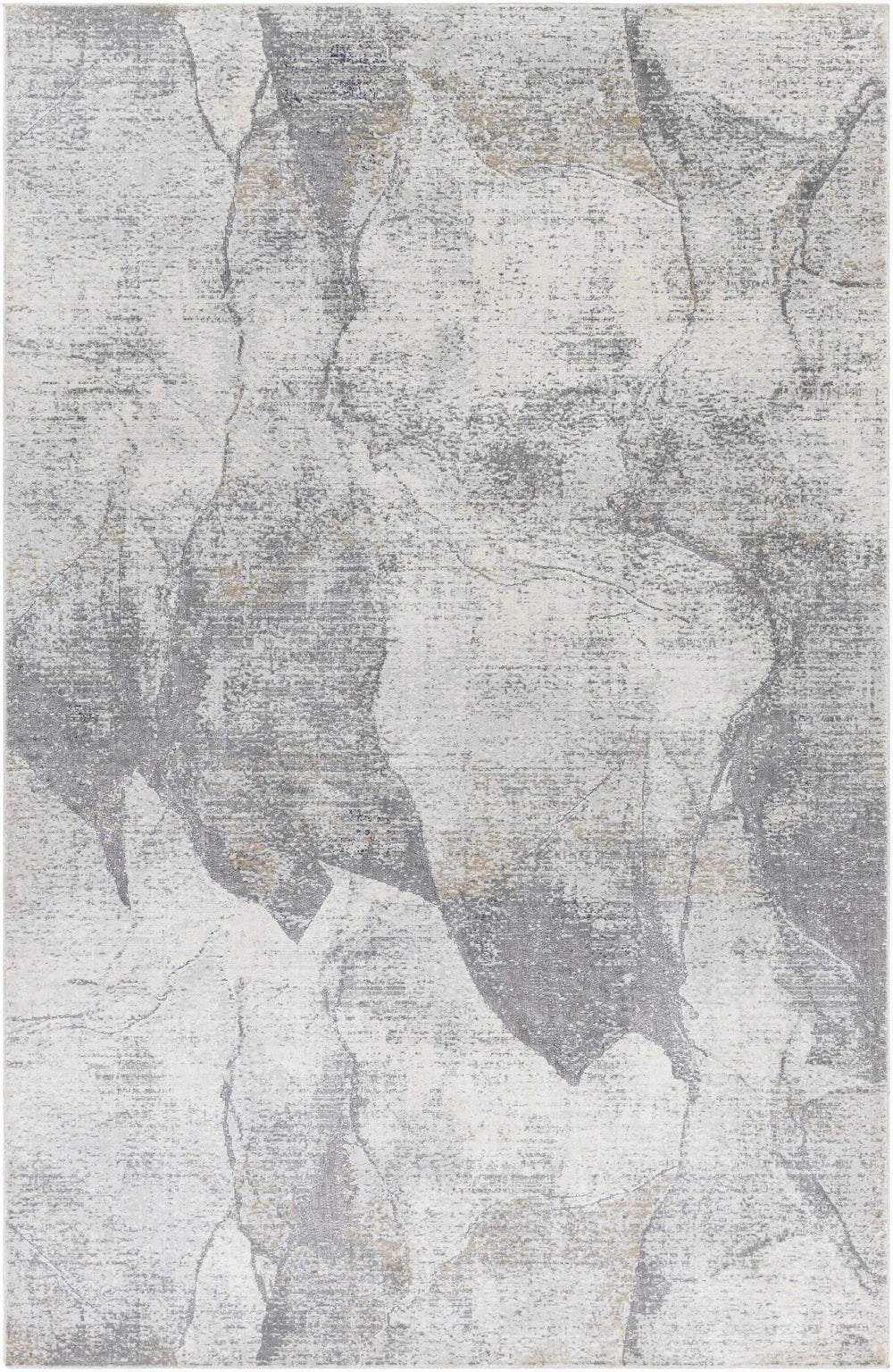 Contemporary Abstract Gray And Ivory Machine Woven Rug - The Rug Decor