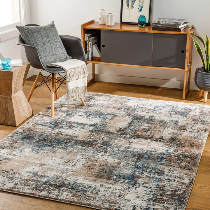 Contemporary Abstract Gray Machine Woven Area Rug - The Rug Decor
