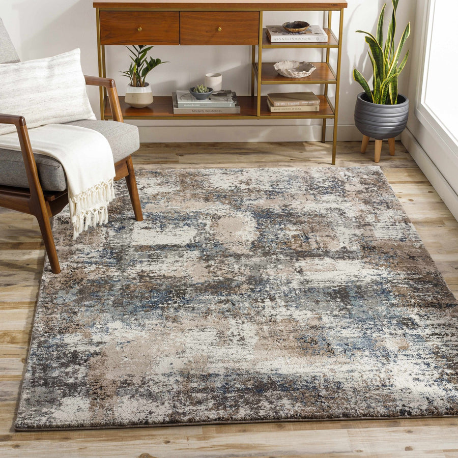 Contemporary Abstract Gray Machine Woven Area Rug - The Rug Decor