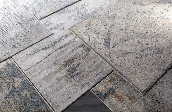 Contemporary Abstract Gray Machine Woven Rug - The Rug Decor