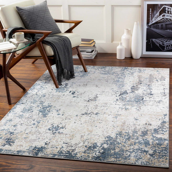 Contemporary Abstract Ivory And Gray Area Rug - The Rug Decor
