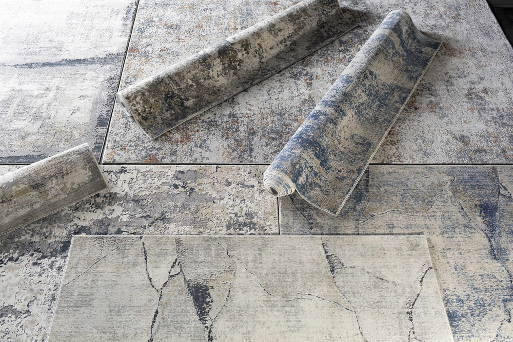 Contemporary Abstract Ivory And Gray Area Rug - The Rug Decor