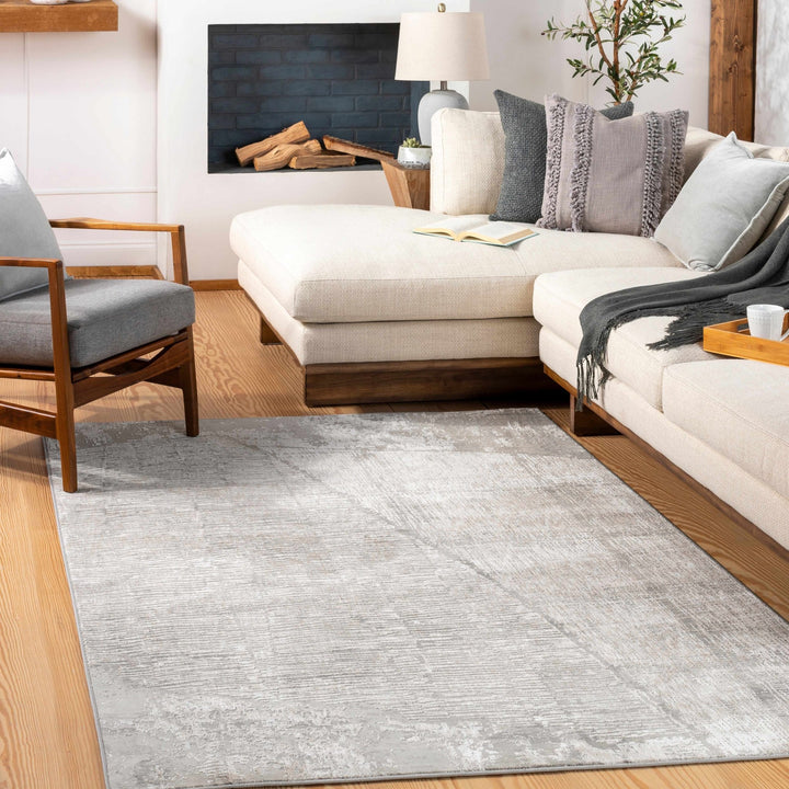 Contemporary Abstract Ivory And Gray Rug - The Rug Decor