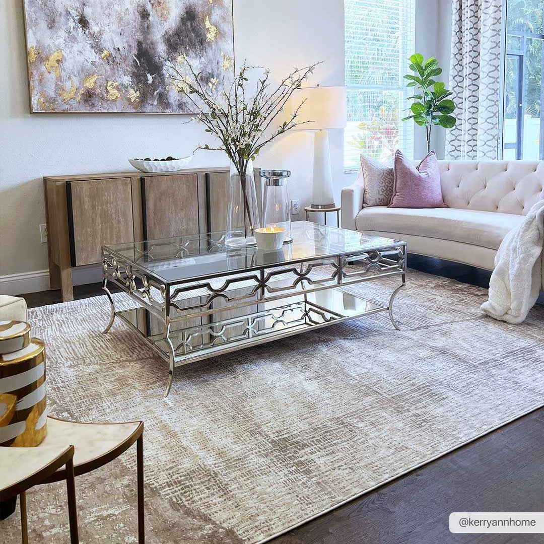 Contemporary Abstract Ivory And Gray Rug - The Rug Decor
