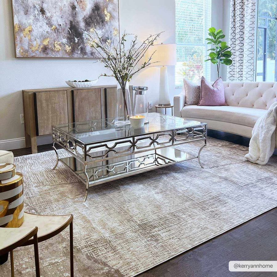Contemporary Abstract Ivory And Gray Rug - The Rug Decor