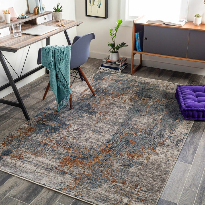 Contemporary Beige And Gray Machine Woven Rug - The Rug Decor