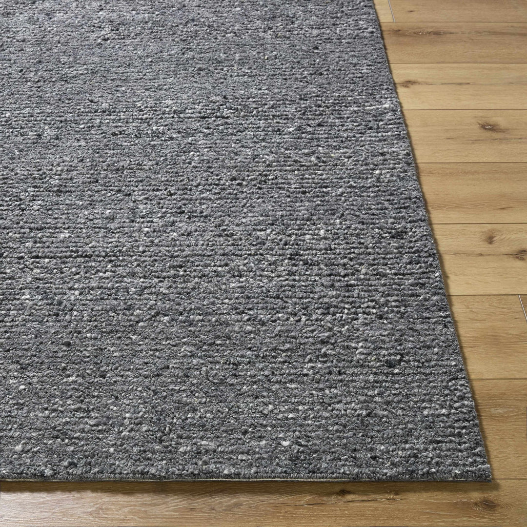 Contemporary Black And Gray textured solid Wool Area Rug - The Rug Decor