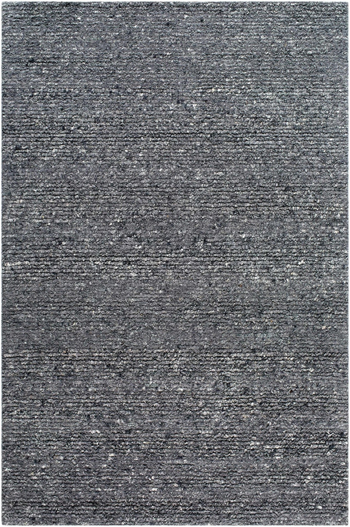 Contemporary Black And Gray textured solid Wool Area Rug - The Rug Decor